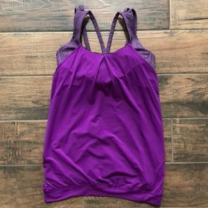Lululemon Purple Black Top Built in Bra size 8